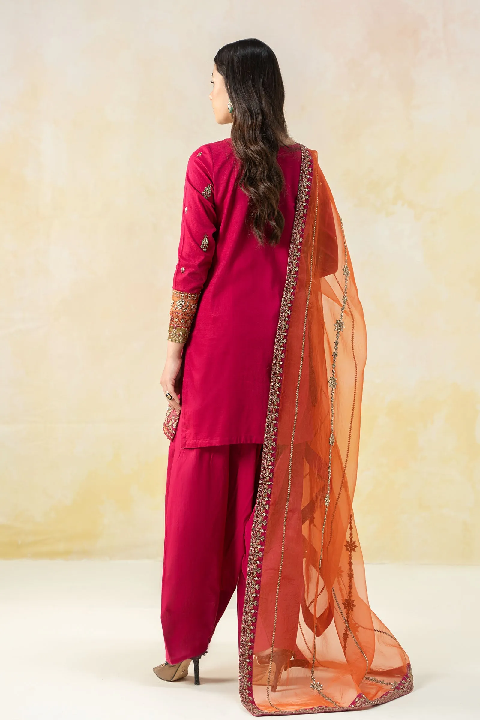 3 Piece Embroidered Dobby Lawn Suit | DW-EF25-58