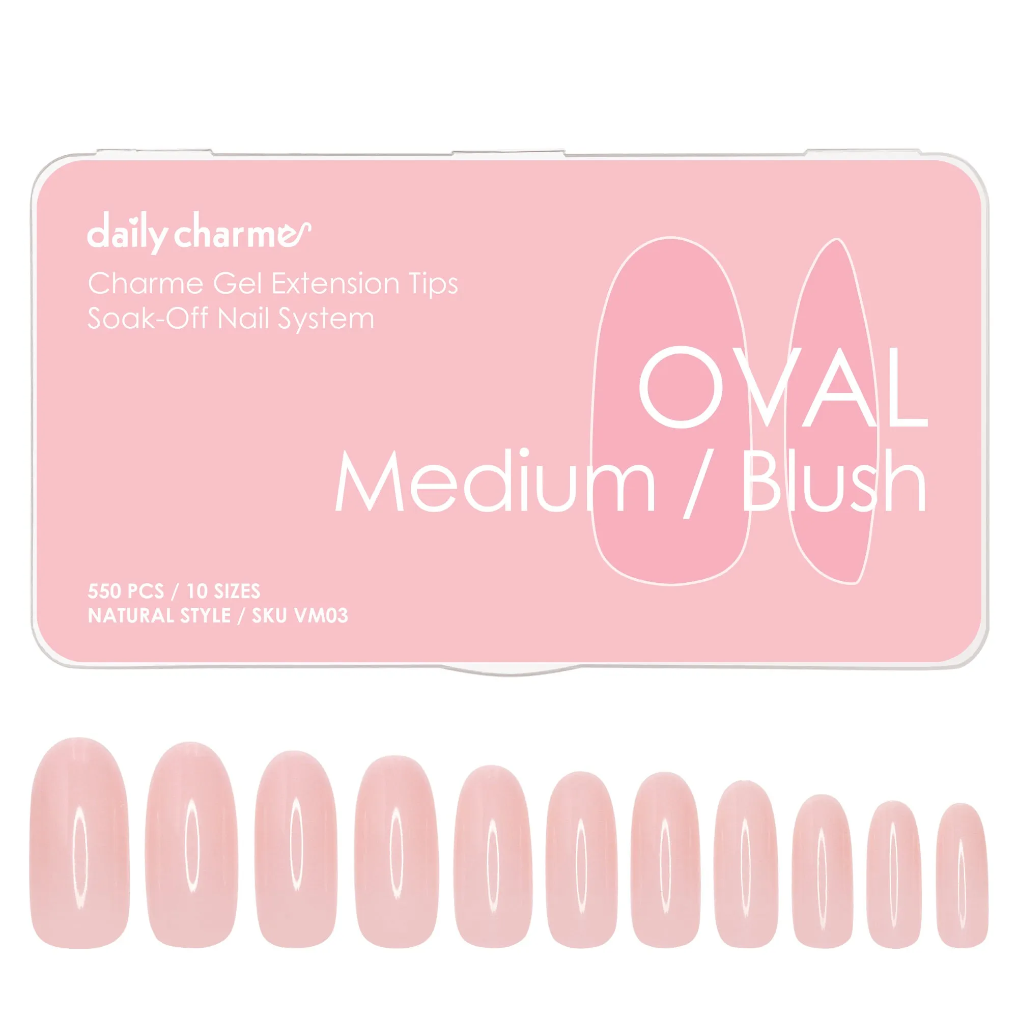 Charme Gel Extension Tips / Oval / Medium / Blush