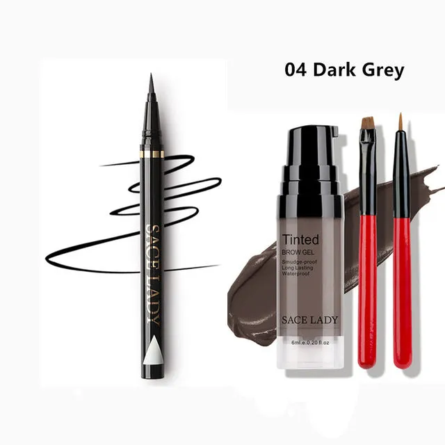 SACE LADY Black Long Lasting Eye Liner Pencil Waterproof Eyeliner Henna Eyebrow Gel Tint Makeup Brush Set Make Up Paint Cosmetic