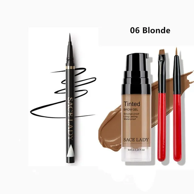 SACE LADY Black Long Lasting Eye Liner Pencil Waterproof Eyeliner Henna Eyebrow Gel Tint Makeup Brush Set Make Up Paint Cosmetic