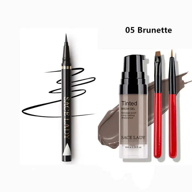 SACE LADY Black Long Lasting Eye Liner Pencil Waterproof Eyeliner Henna Eyebrow Gel Tint Makeup Brush Set Make Up Paint Cosmetic