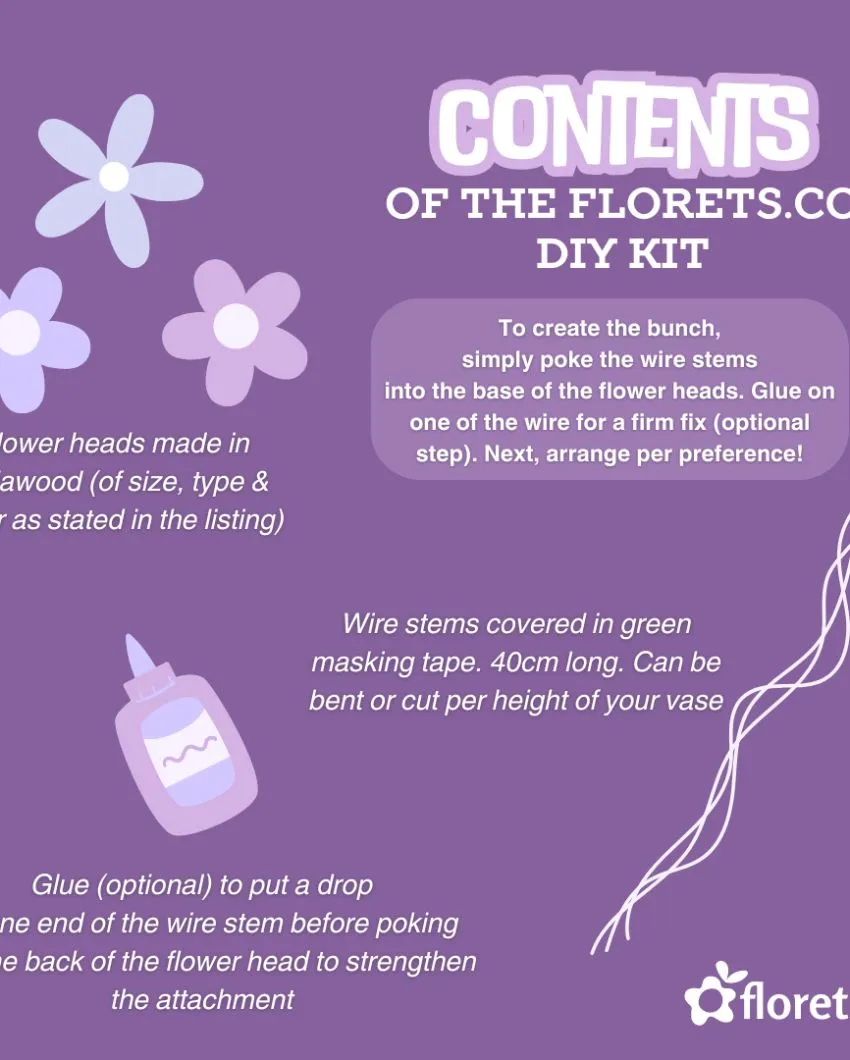 Zuri Sholapith DIY Flower Bunch | Vase Not Included | 11 Flower Heads